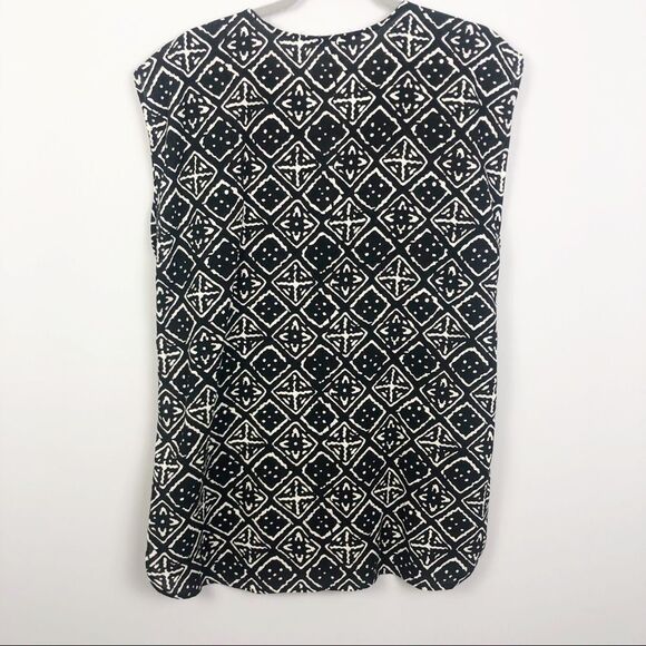 MADEWELL | Tribal Mini Dress Lace Up Front Black & Ivory Women’s Size Small - Picture 5 of 6